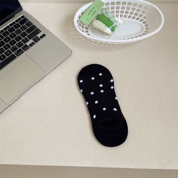 Women's Colored Polka Dot Cotton Low Cut Socks