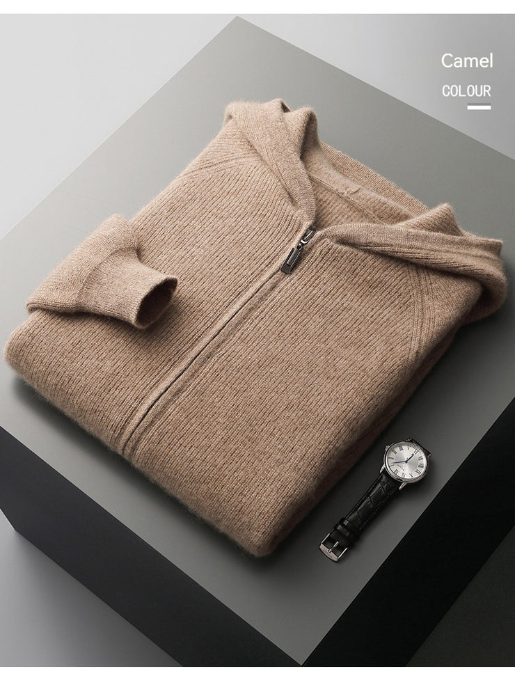 Men Pure Wool Zipper Hoodies