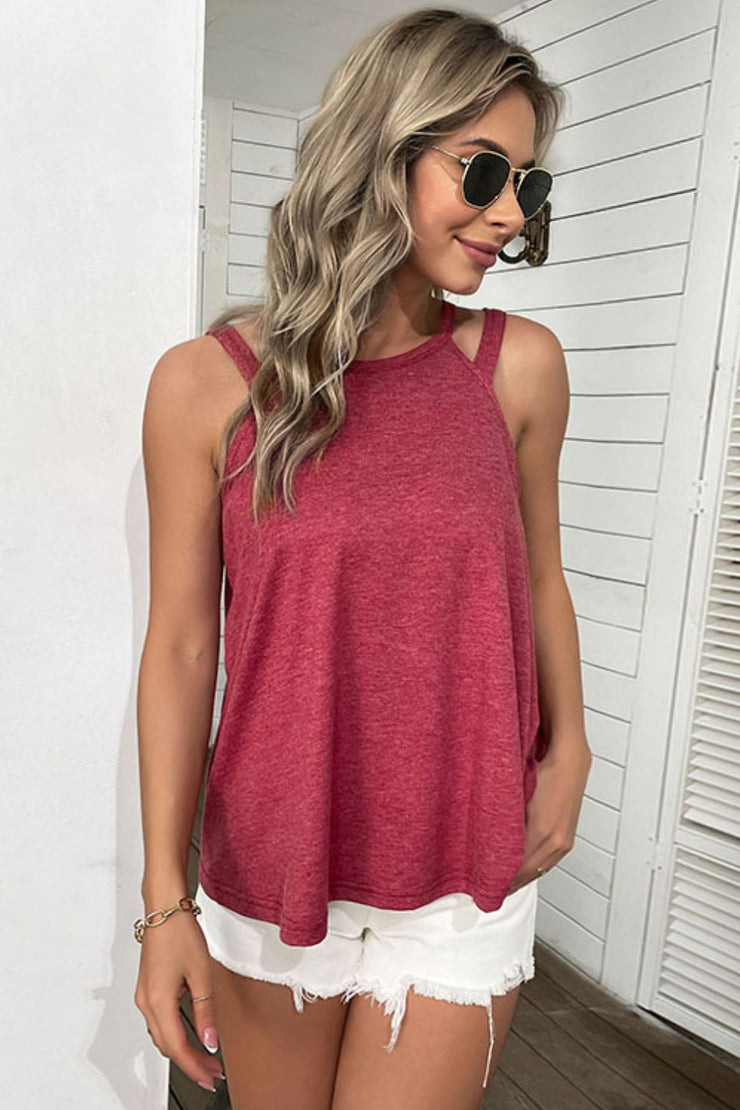 Perfee Cutout Round Neck Sleeveless Top