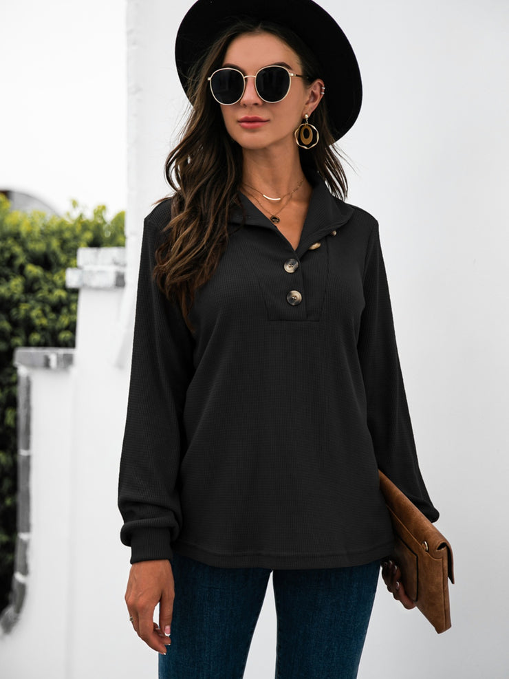 Half Button Long Sleeve T-Shirt