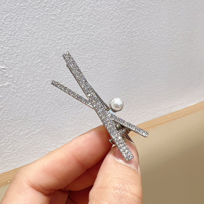 Fashion Silver Cross X-shaped Rhinestone Barrettes Women