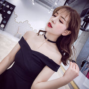 women Black collar clavicle necklace