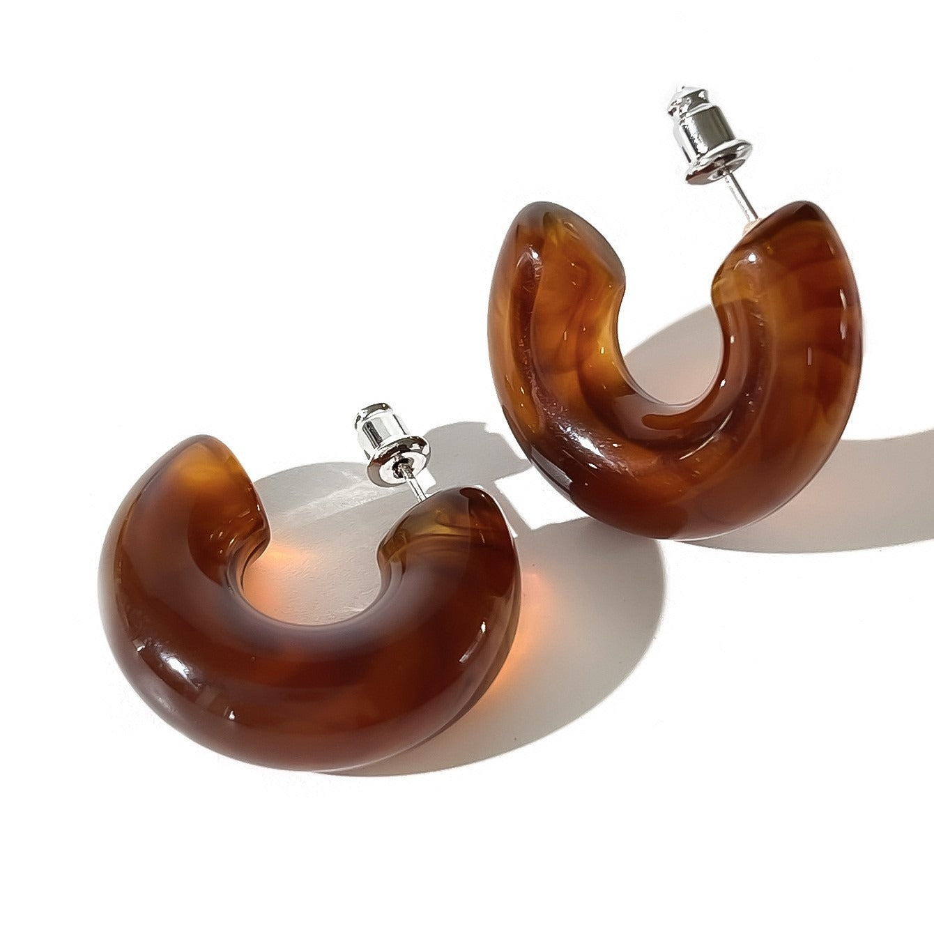 C-shaped acrylic candy mixed earrings