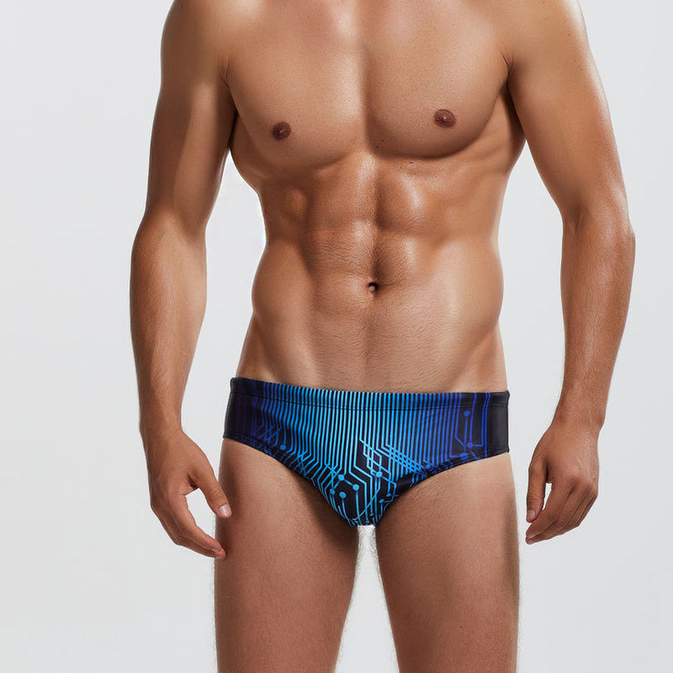 Men's Low-waist Tight, Quick-dry Printed Swim Wear