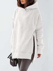 Slit Pocketed Raglan Sleeve Hoodie