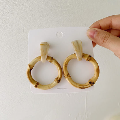 Retro Exaggerated Geometric Rattan Woven Earrings
