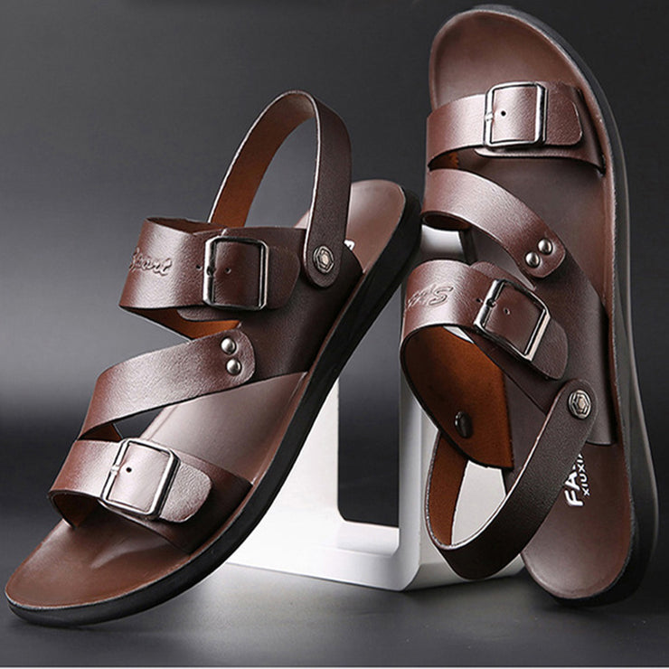 Men Leather Buckle Sandals