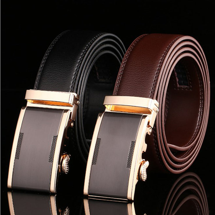 Genuine leather automatic buckle belt