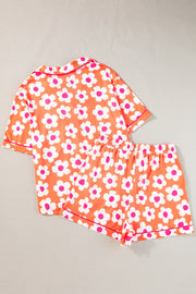 Pocketed Flower Half Sleeve Top and Shorts Lounge Set