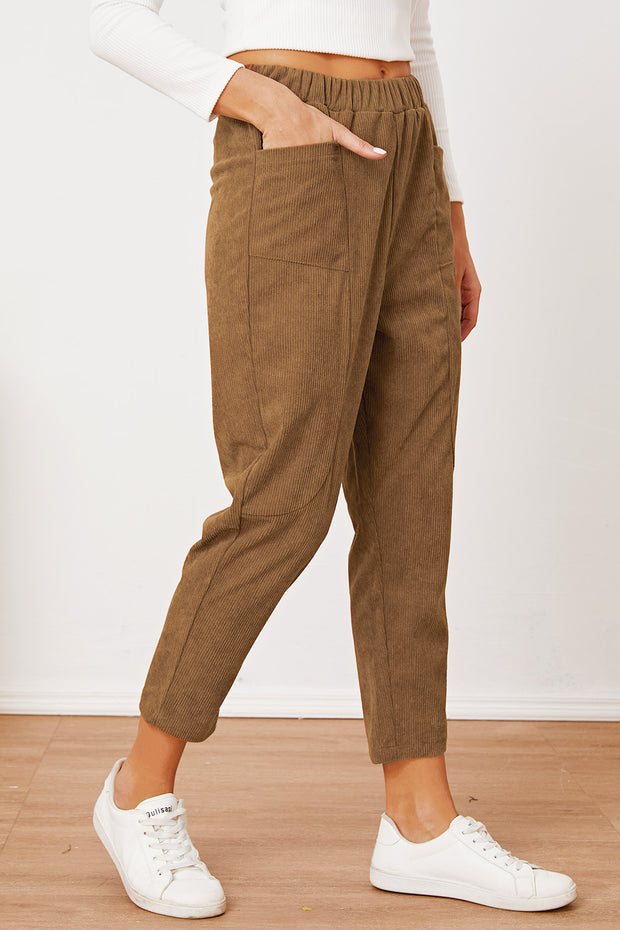 Pocketed Elastic Waist Pants