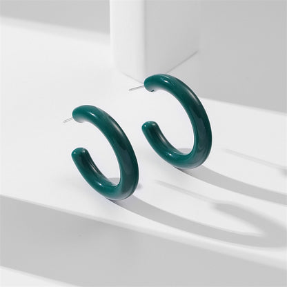 Half round candy C-shaped acrylic earrings