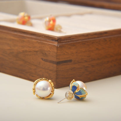Pearl colorful earrings