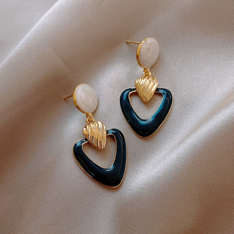 Delicate Enamel Drop Earrings – Vintage Alloy Jewelry