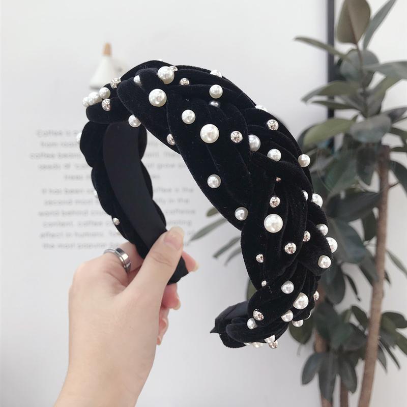 Golden velvet fabric beaded Headband