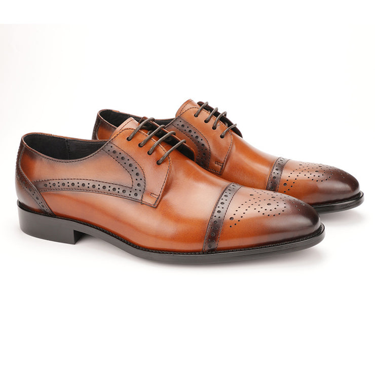 Leather Brogue Carved Dress Shoes Men