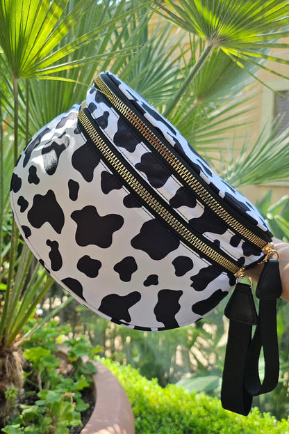 Color black Checkered Print Wide Strap Large Crossbody Bag