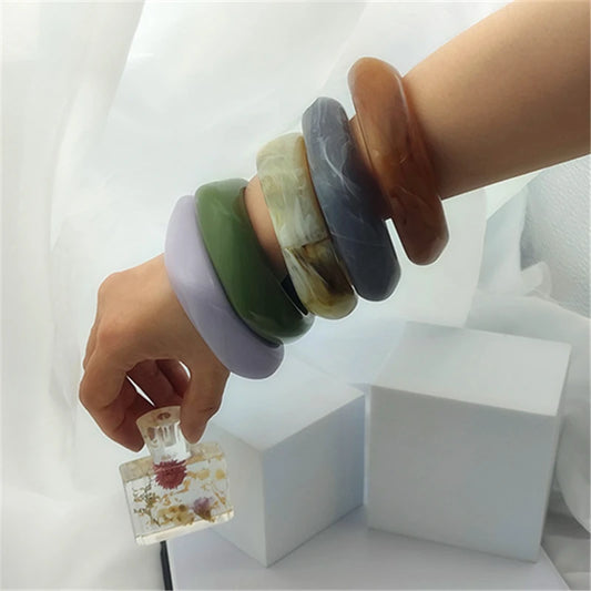 Vintage Colorful Acrylic Resin Geometric Square Bangle