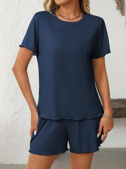 Elegant Ribbed Knit Pajama Set