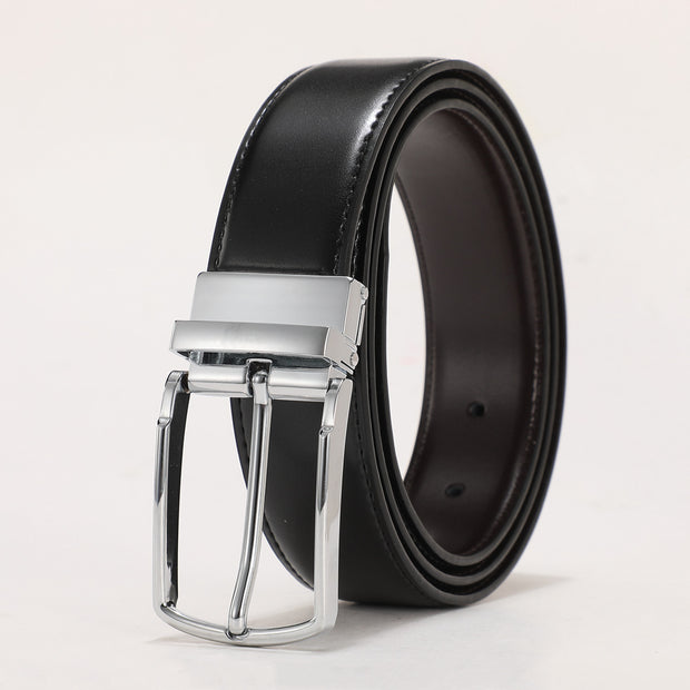 Men's Leather Double Sided Pin Buckle Belt