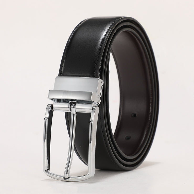 Men's Leather Double Sided Pin Buckle Belt