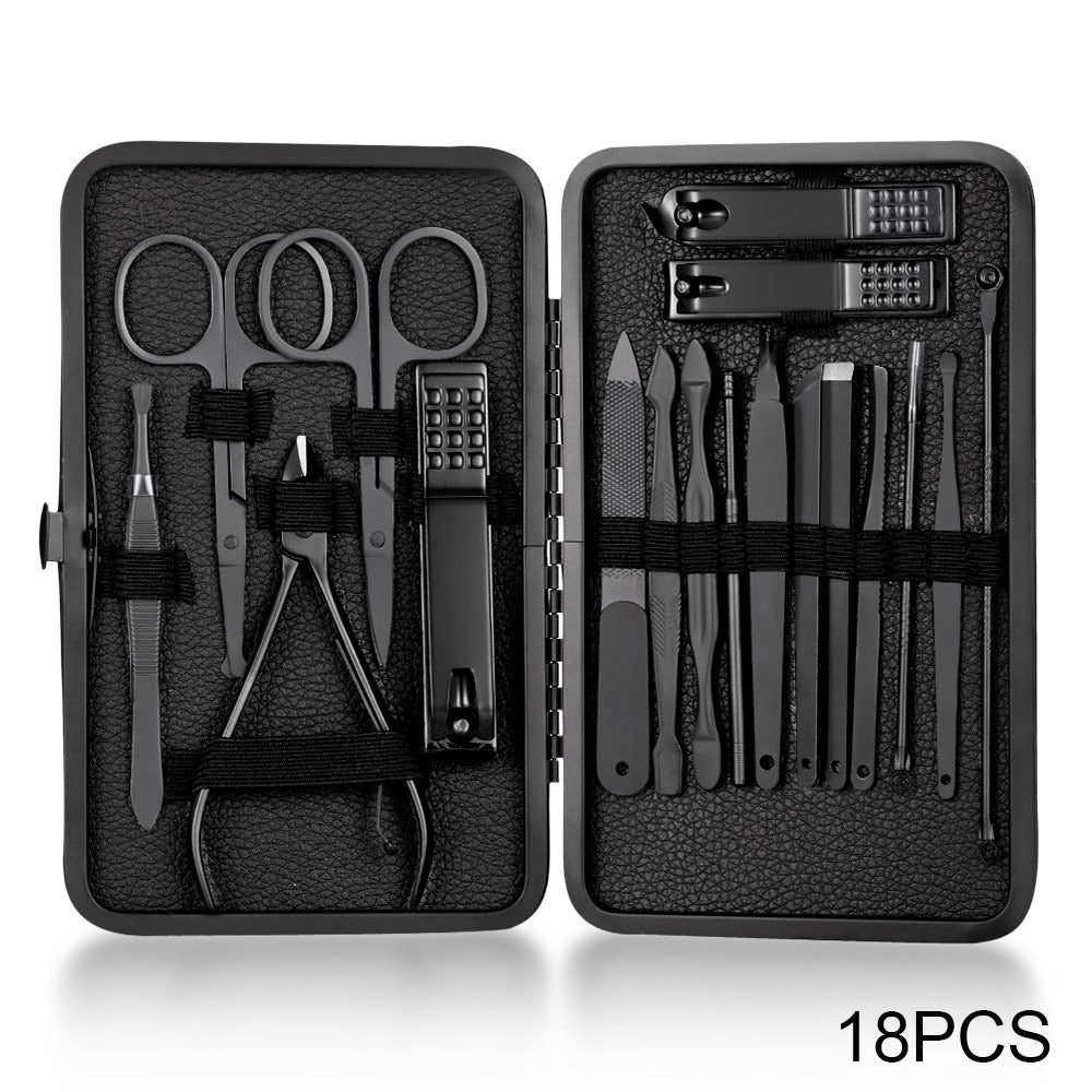7/10/16/18 Pcs Manicure Cutters Nail Clipper Set Household Stainless Steel Ear Spoon Nail Clippers Pedicure Nail Scissors Tool