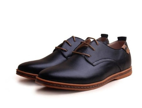 Leather Flats Round Toe Men Dress Shoes