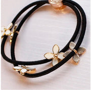 Woman Alloy Four-Leaf Clover Rubber Band