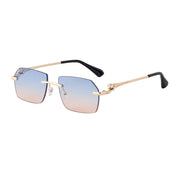 Frameless Trimming Leopard Temple Men Retro Square Sunglasses