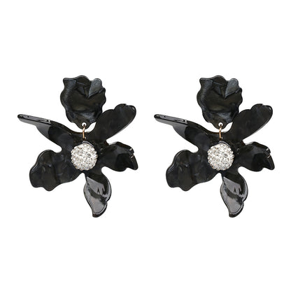 URAN Big Resin Flower Dangle Earrings – Boho Ethno Statement Jewelry