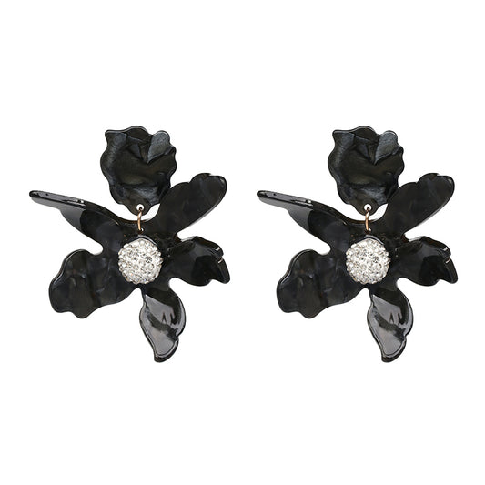 URAN Big Resin Flower Dangle Earrings – Boho Ethno Statement Jewelry