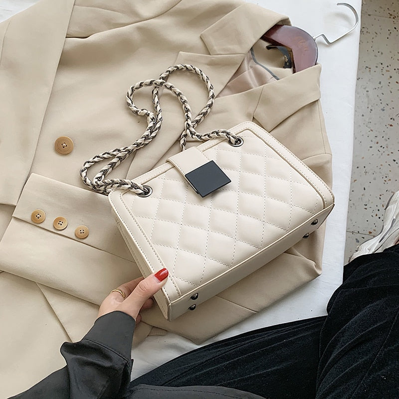 Black PU Leather Crossbody Bag For Women