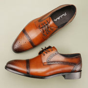 Leather Brogue Carved Dress Shoes Men