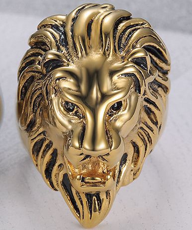 Fashion Titanium Steel Lion's Head Men's Ring