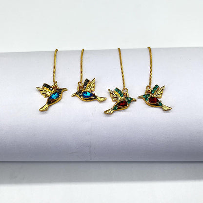 Zircon Hummingbird Winged Bird Earrings