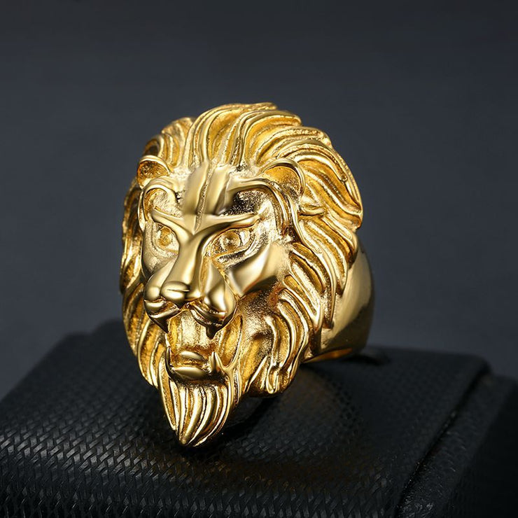 Fashion Titanium Steel Lion's Head Men's Ring