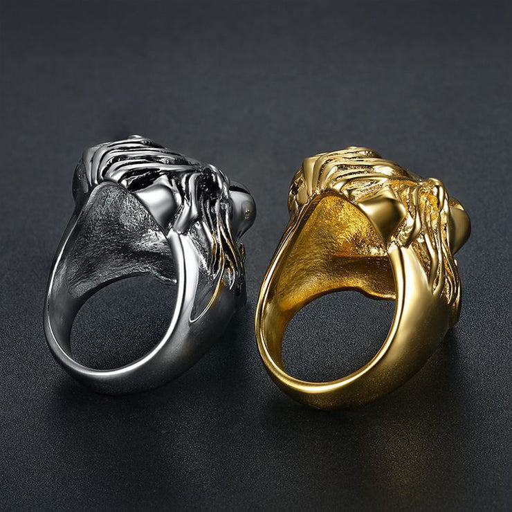 Fashion Titanium Steel Lion's Head Men's Ring