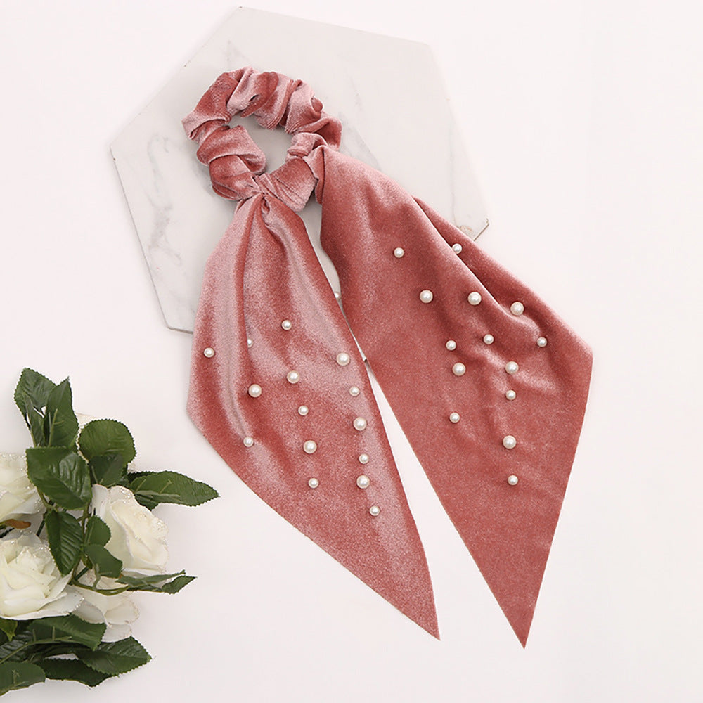 Flannel Pearl Hair Tie