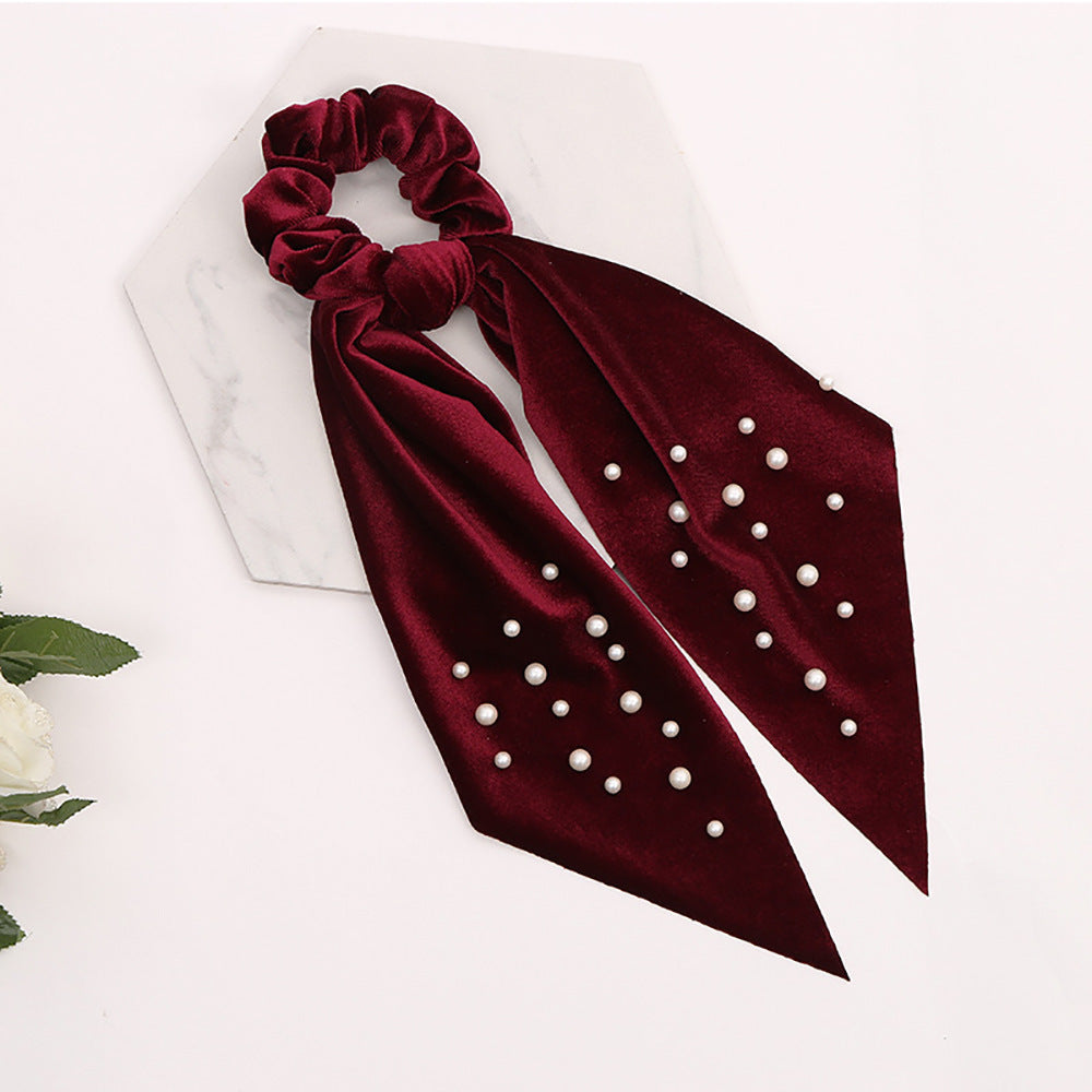 Flannel Pearl Hair Tie