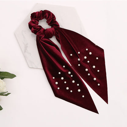 Flannel Pearl Hair Tie