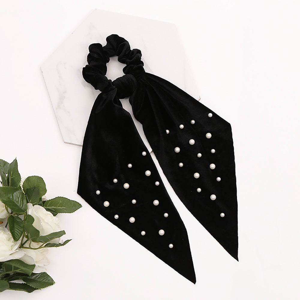 Flannel Pearl Hair Tie