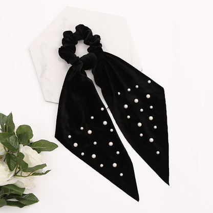 Flannel Pearl Hair Tie