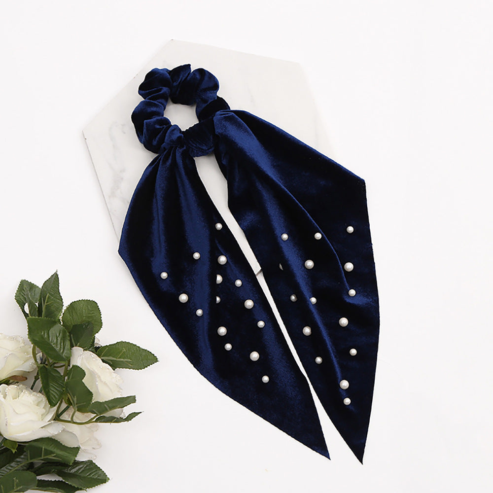 Flannel Pearl Hair Tie