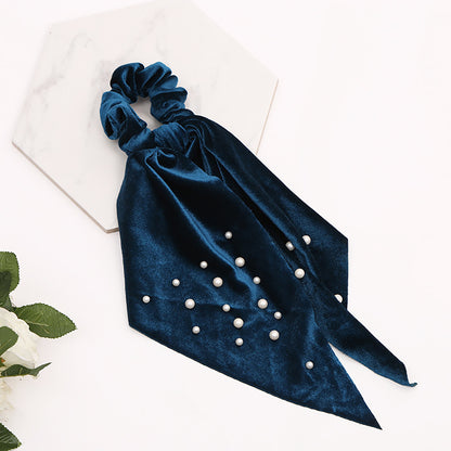 Flannel Pearl Hair Tie