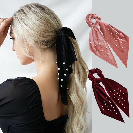 Flannel Pearl Hair Tie