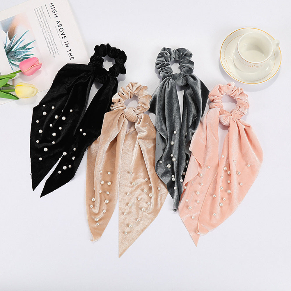 Flannel Pearl Hair Tie