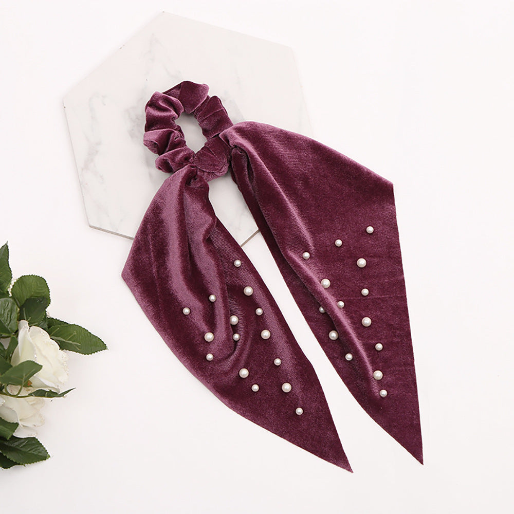 Flannel Pearl Hair Tie