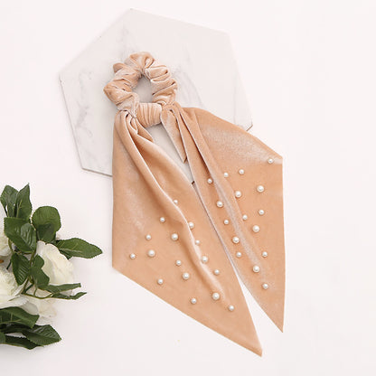 Flannel Pearl Hair Tie