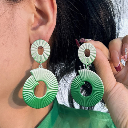 Geometric hand-painted gradient exaggerated earrings