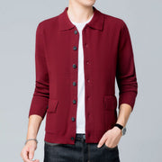 Men's Long Sleeve Lapel Knit Cardigon