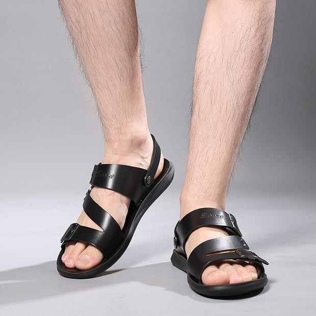 Men Leather Buckle Sandals